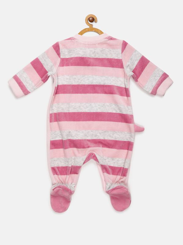 Girls Medium Pink Velour Front Opening Babysuit image number null